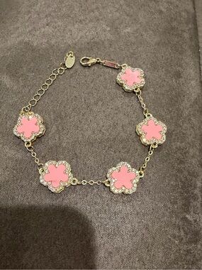 Target Gold-Tone Bracelet with Pink Flower Charms